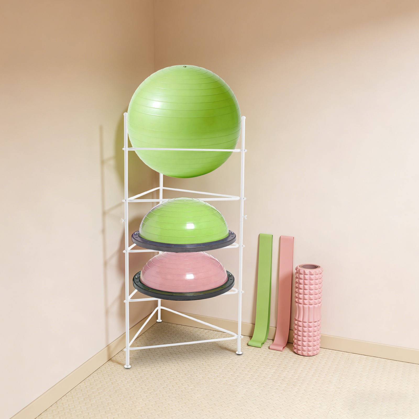 Home Gym Half Rack - 5-Tier Balance Ball Storage Rack for