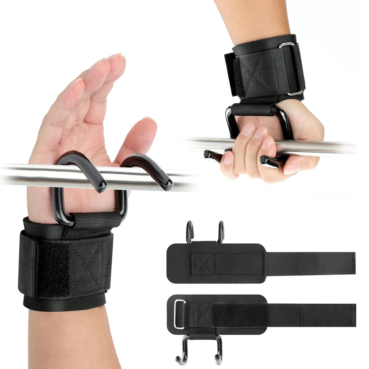 Lifting Straps Wrist - 1 Pair Lifting Hooks & Padded
