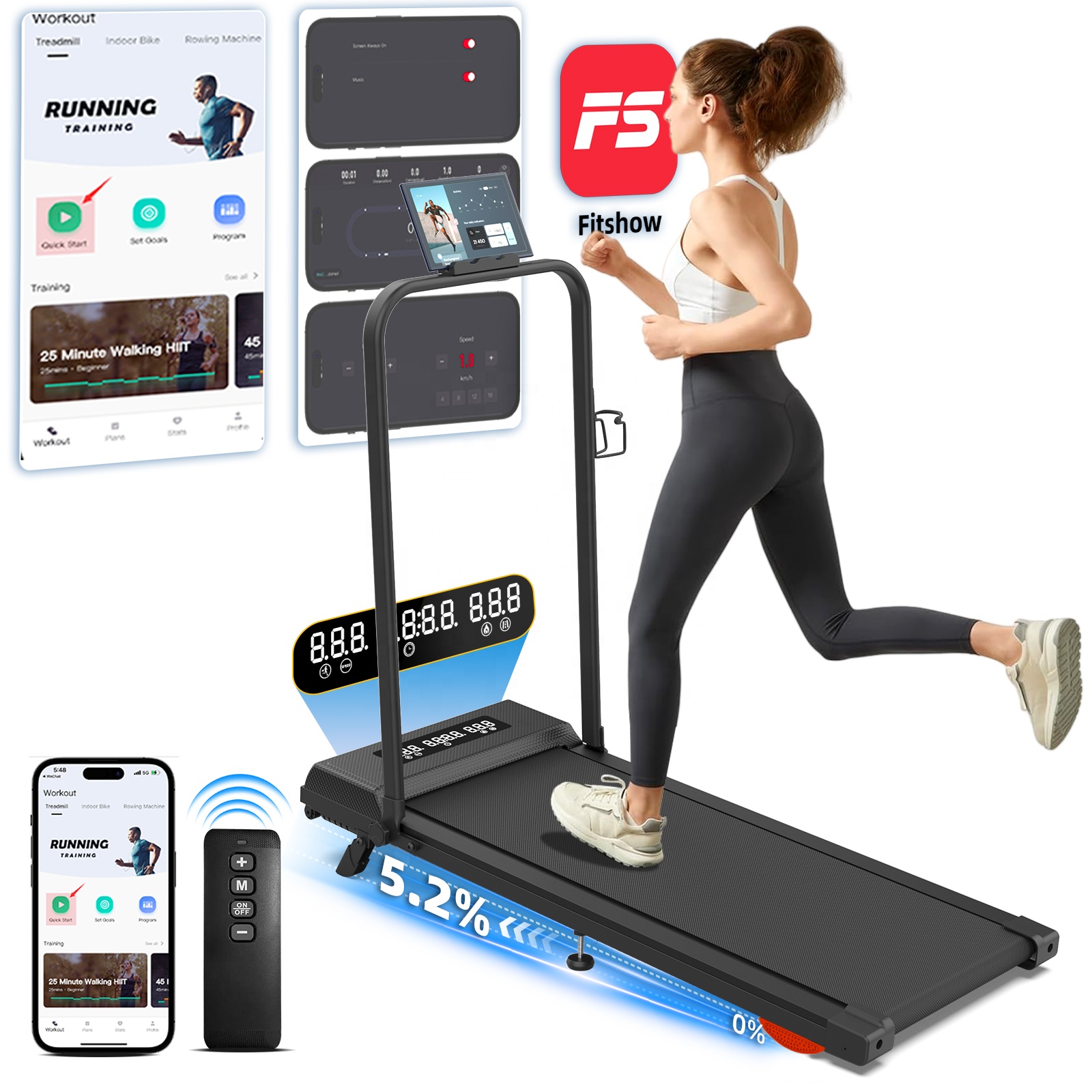 Home Gym Electric Machine - Intuitive Interface Foldable Electric Treadmill Portable
