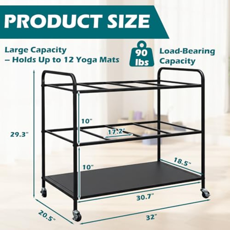 Yoga Mat Rack Storage Basket w - đánh giá và giá All In One Gym Home Equipment