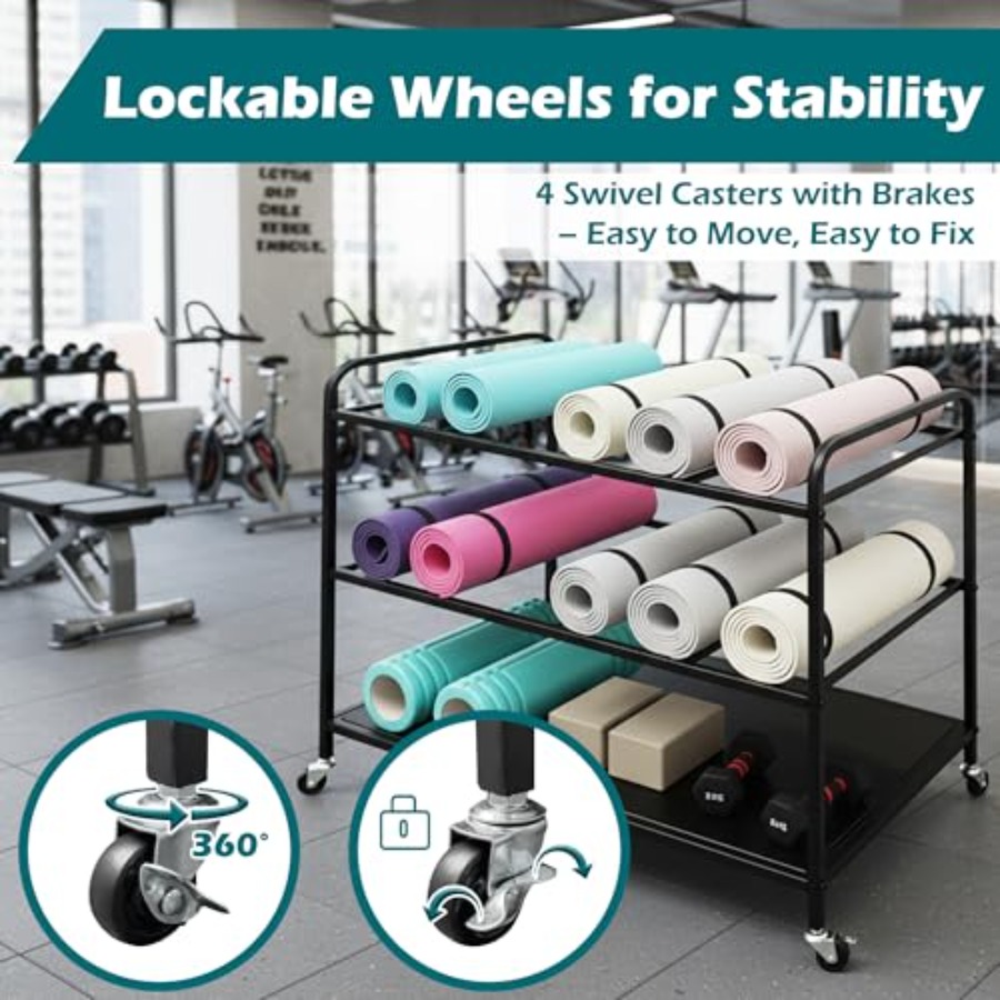Yoga Mat Rack Storage Basket w - đánh giá và giá All In One Gym Home Equipment